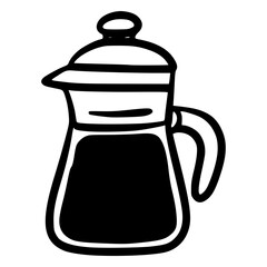 black and white hand drawn minimalist line art black and white color mokapot brewed coffee