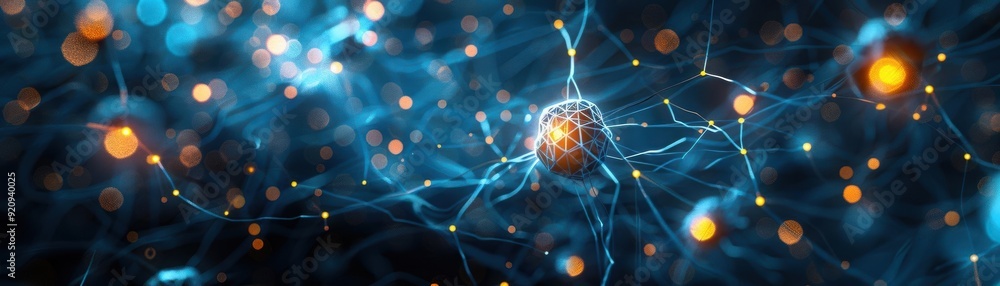 Leinwandbilder An abstract representation of neural connections, showcasing vibrant colors and dynamic patterns in a scientific illustration.