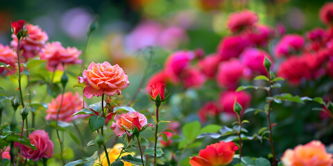 Spring plants leaves and flowers garden decoration beautiful background
