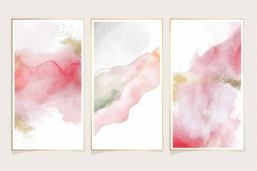 Watercolor Abstract Design Set for Elegant Wedding Invitations and Business Cards