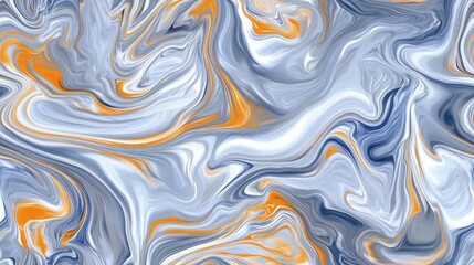 Obraz premium This artwork showcases fluid brush strokes with vivid orange, blue, and white colors blending in harmonious waves and swirls, creating a lively and captivating effect SEAMLESS PATTERN