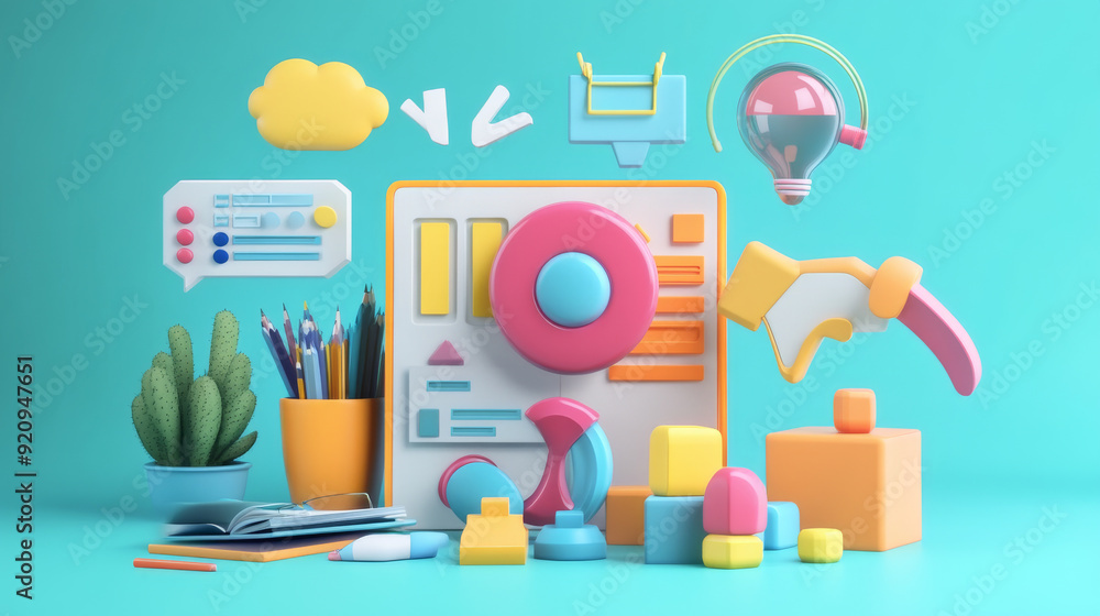Poster enterprise, technology, web and network idea. digital advertising content development promotional st