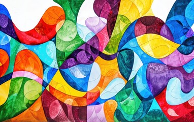 Fototapeta premium A vibrant abstract artwork featuring dynamic, colorful wave patterns and fluid shapes, ideal for modern decor and creative projects.