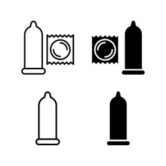 condom package line icon set vector color editable