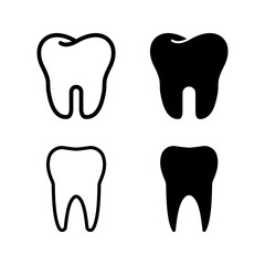  tooth icon set in flat design color editable
