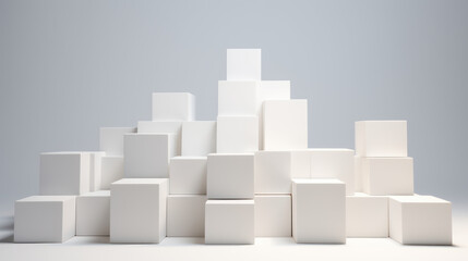 Collection of white cubes arranged randomly. Cubes background.