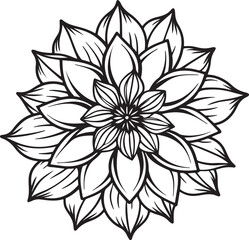 Fototapeta premium Mandalas Drawing in Miniature Style Coloring flower