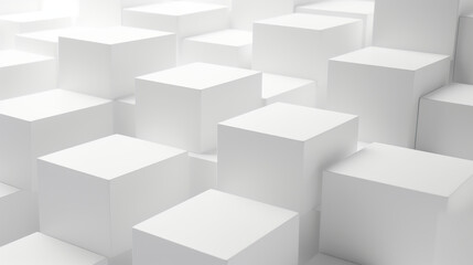 Obraz premium Collection of white cubes arranged randomly. Cubes background.