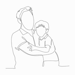continuous single line drawing of Man Holding Baby. Father's Day Concept.