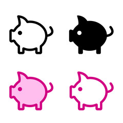 Pink pig icon. Piggy bank symbol.