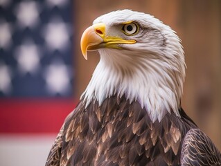 Fototapeta premium Eagle's Head on American Flag