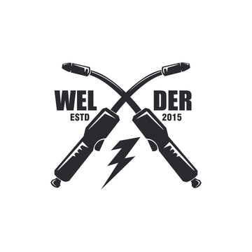 welding welder torch logo design vector graphic template