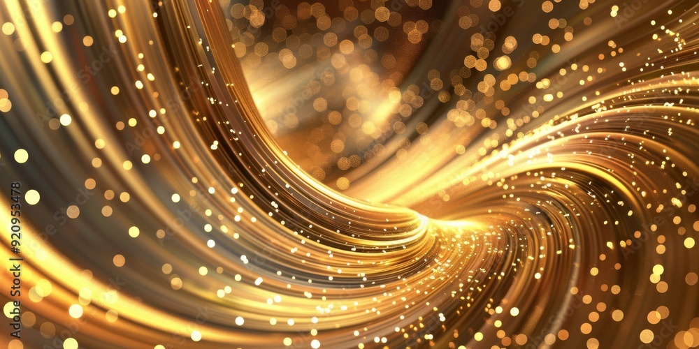 Poster a captivating and mesmerizing abstract image showcasing stunning golden swirls combined with sparkli