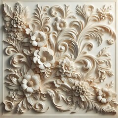 A close up of a decorative object on a wall, baroque, flowers