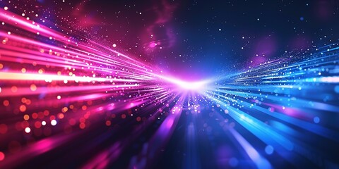 Naklejka premium Abstract background with blue and pink light streaks and bokeh.