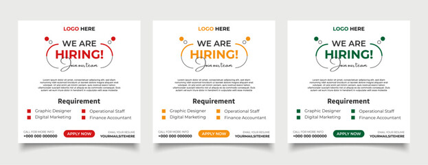  We are hiring job vacancy for social media post banner or square web banner template vector design