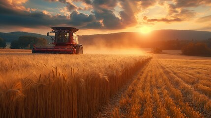 Fototapeta premium Lush and vibrant agricultural landscape with varied fields, patchy farmland and rolling hills. Agriculture. Planting, harvesting. Grains, vegetables, fruits. Agricultural industry