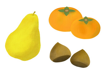 水彩風の秋のくだものイラスト