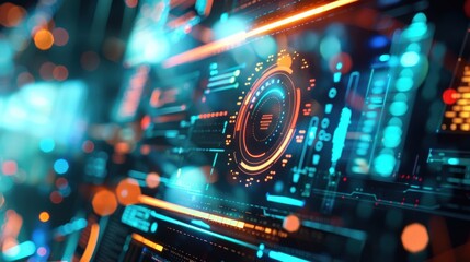 Obraz premium Futuristic circuit board with glowing elements