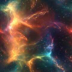 Fototapeta premium Colorful nebula and stars, seamless tile pattern