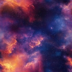 Fototapeta premium Colorful nebula and stars, seamless tile pattern