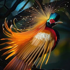 Fototapeta premium Spectacular Plumage of the Wilson Bird Paradise on Raja Ampat Islands