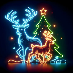 christmas card with deer