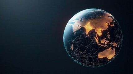 Fototapeta premium A glowing AIpowered globe with digital data streams flowing into it, symbolizing global AI connectivity