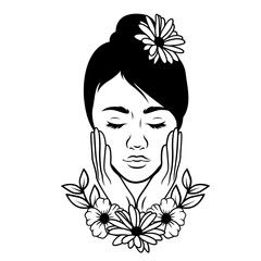 Floral Woman | Fashion Woman | Woman | Woman with Flowers | Flower Lady | Woman Head | Cute Woman Face | Woman Face with Flowers | Original Illustration | Vector and Clipart | Cutfile and Stencil