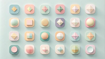 Abstract Geometric Shapes in Soft Pastels: Minimalist Icon Design  Generative AI
