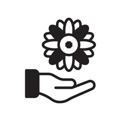 Holding Flower Solid Black