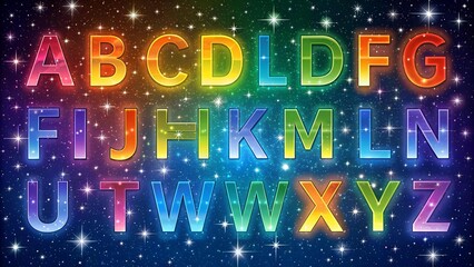Rainbow Alphabet on a Starry Night  AI Generated