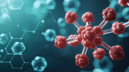 Chemical and inorganic compounds, holographic molecular visualization, futuristic laboratory technology