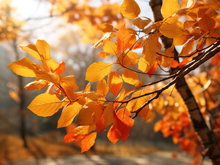 Atrractive Watercolor autumnal leaves