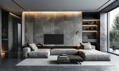Minimalist urban apartment with a spacious layout.