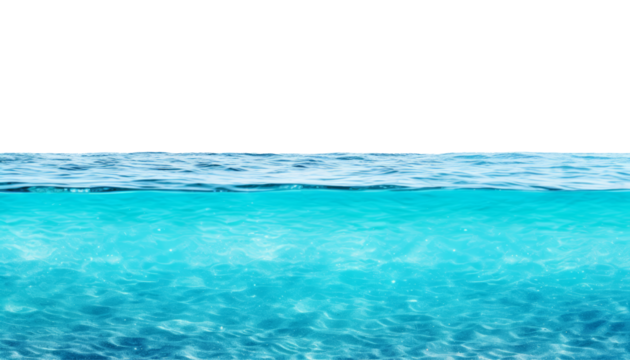 blue water surface isolated on transparent background cutout