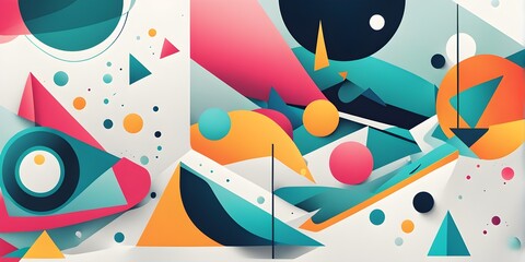 Obraz premium minimalist wallpaper illustration in geometric shapes symbolizing fun and ease