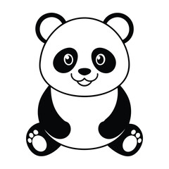 Obraz premium Giant panda Outline Design, Giant panda Clipart, Cute Baby Giant panda illustration in black and white