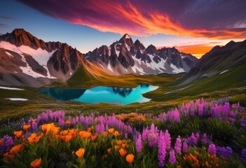 breathtaking landscapes featuring majestic lush vibrant sunset skies exquisite natural beauty, mountain, valley, sky, nature, horizon, clouds, colors