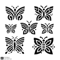 tribal butterfly tattoo Black and White Vector Silhouette Illustrations Clip Art  Graphic Design Elements