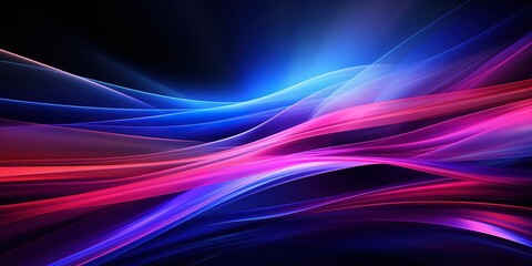 Fototapeta premium Abstract background with glowing neon lines in blue and pink hues.