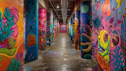 Obraz premium Art festival with interactive art installations, live demonstrations, and a creative environment attracting artists and visitors