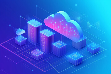 Fototapeta premium IoT, transferring information to the cloud, Cloud computing concept.