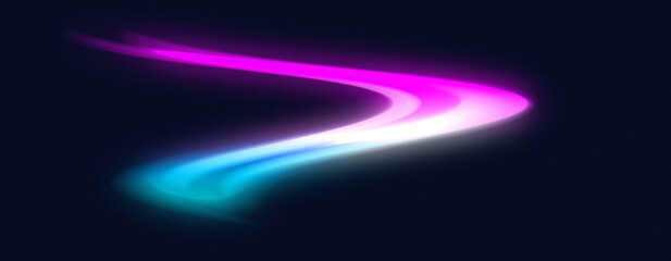 A vibrant neon swirl of pink and blue light
