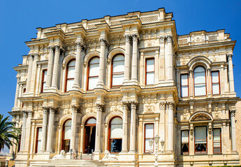 Facade of neo-Baroque style ottoman empire Beylerbeyi palace istanbul