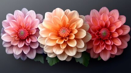 Fototapeta premium Beautiful multicolored blooming chrysanthemum flowers isolated on transparent background. Generative AI