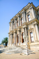 Facade of neo-Baroque style ottoman empire Beylerbeyi palace istanbul
