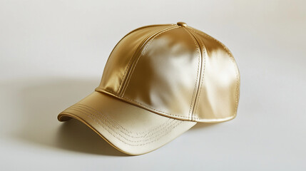 Fototapeta premium Isolated gold baseballcap on white background mockup