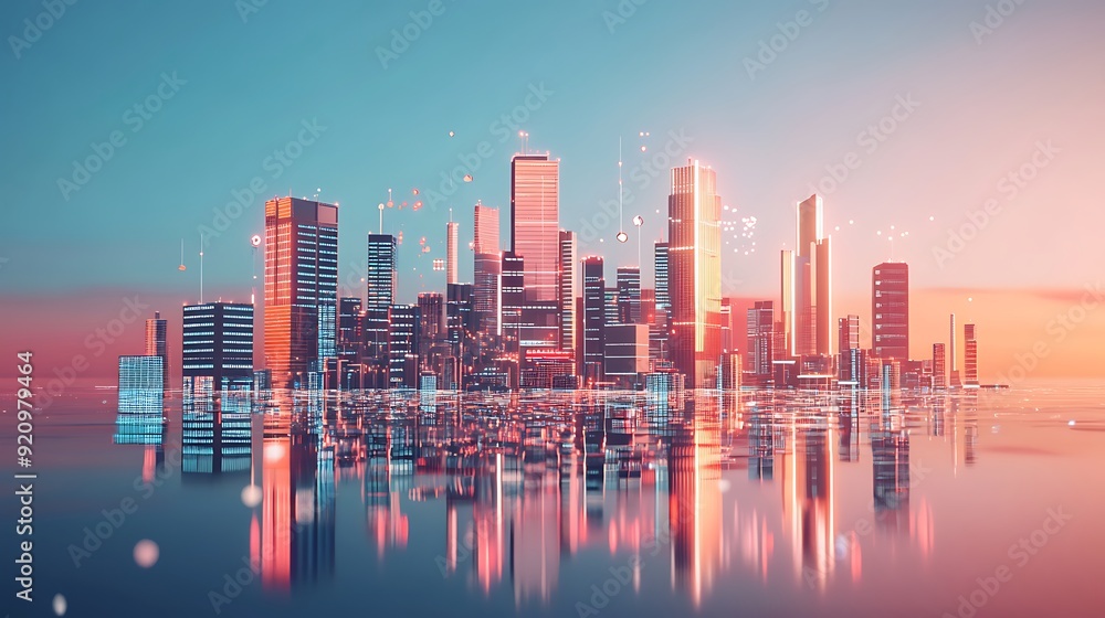 Poster a futuristic autonomous city management system with digital infrastructure monitoring and ai-driven 