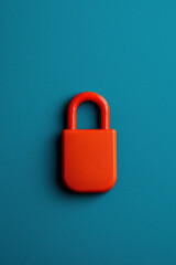 Fototapeta premium A vibrant red padlock against a textured teal background, symbolizing security, protection, and privacy. Perfect for security-themed concepts.